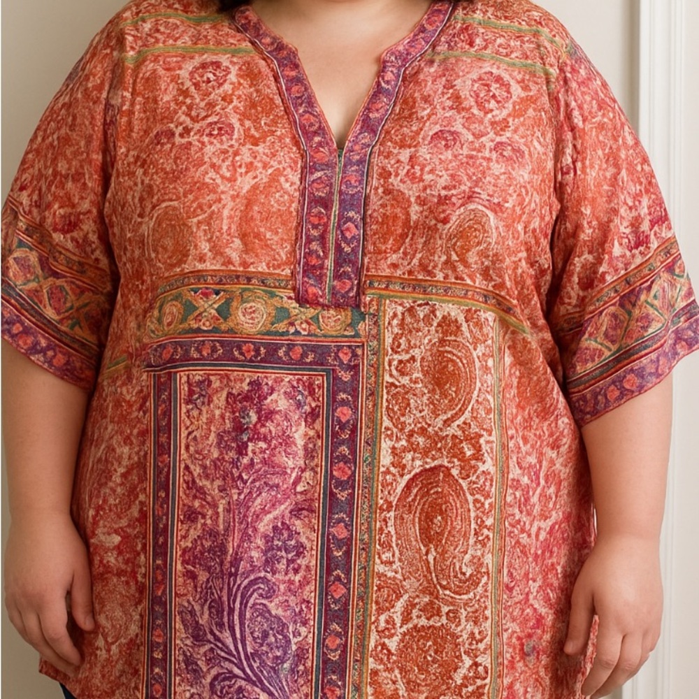 JM Collection Plus Size Printed Embellished Tunic Top - New